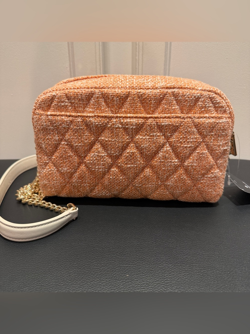 NWT Kate Spade Peach Carey Tinsel Tweed Mini Camera Bag - Picture 4 of 9
